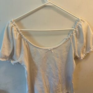 American Eagle Outfitters Cream Ruched Blouse